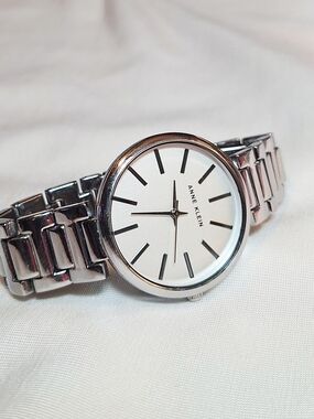 Anne Klein Silver Link Bracelet Watch - White Dial - Working